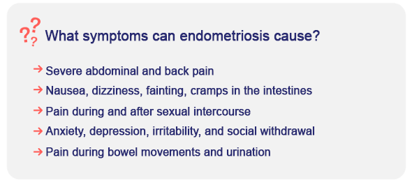 Overview of the most common symptoms of endometriosis